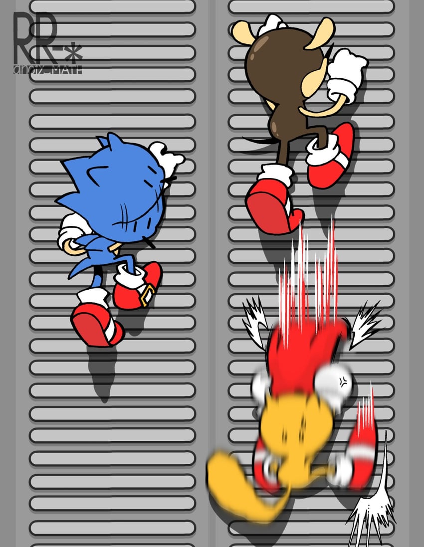 sonic the hedgehog, classic sonic, mighty the armadillo, and ray the flying squirrel (sonic and 2 more) drawn by anoiy_math