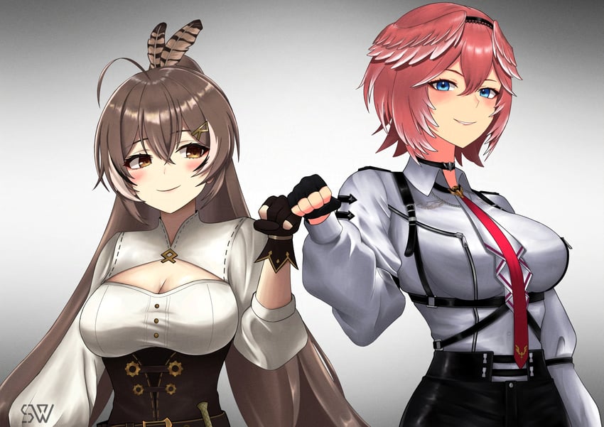 nanashi mumei and takane lui (hololive and 1 more) drawn by shon_(seanwave)