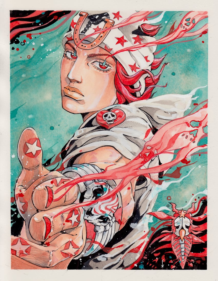 johnny joestar, tusk, and tusk act1 (jojo no kimyou na bouken and 1 more) drawn by xfkart