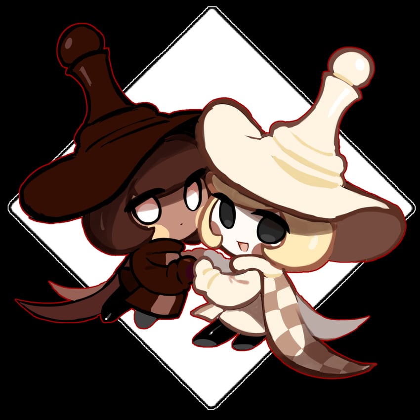 pawn white cookie and pawn black cookie (cookie run and 1 more) drawn by gimt5n