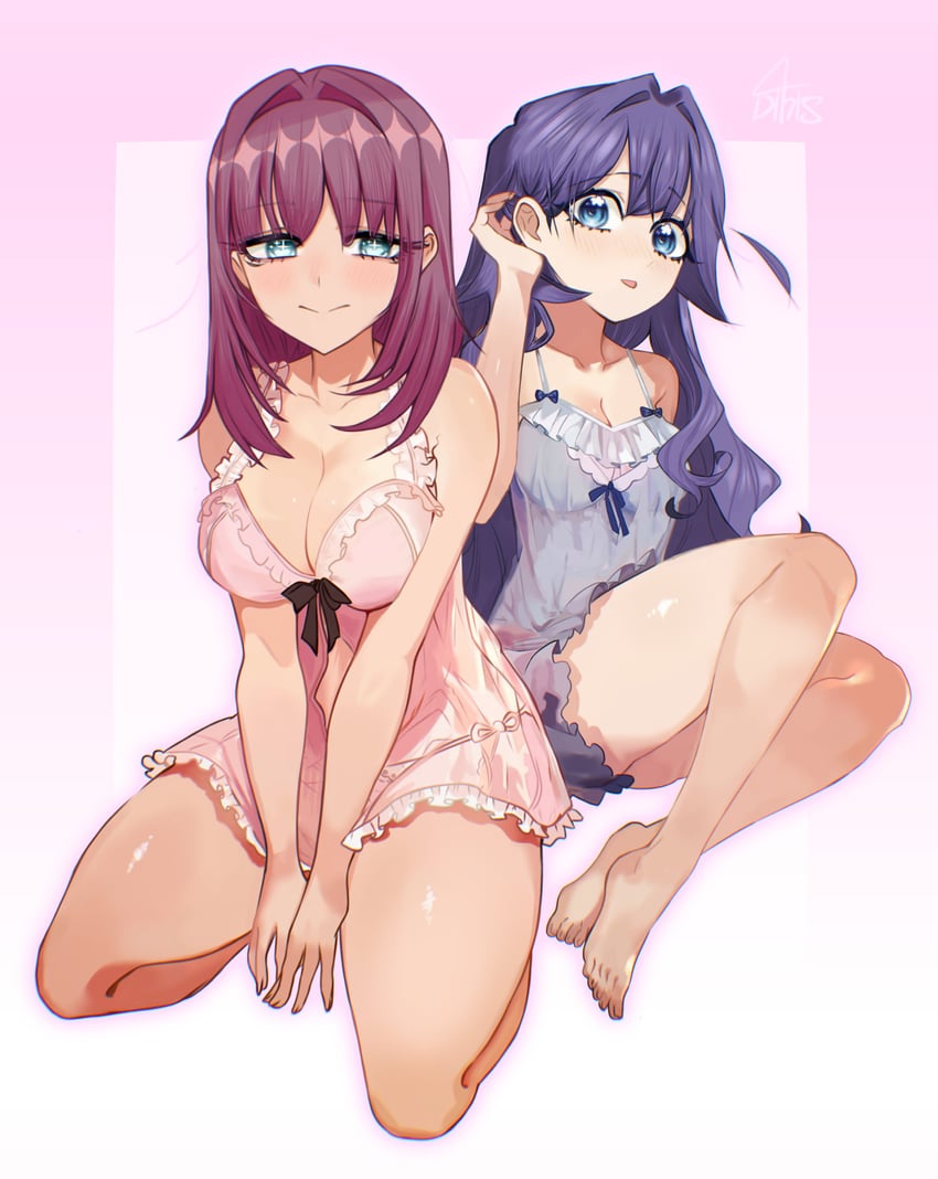 yoshimoto shizuka and saiki himeka (kimi no koto ga dai dai dai dai daisuki na 100-nin no kanojo) drawn by dinisgraff