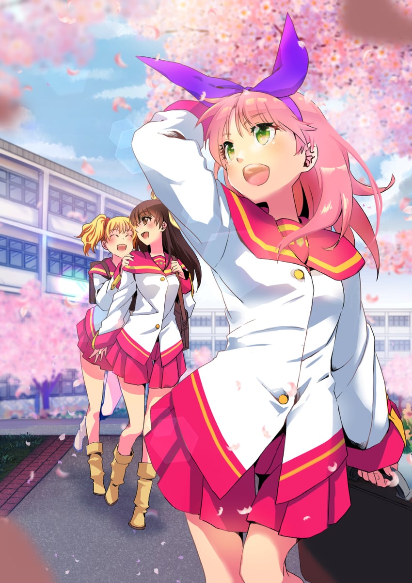 laura newfield, maria short, and trisha foster (yuukyuu gensoukyoku) drawn by kusu_(moo1225)