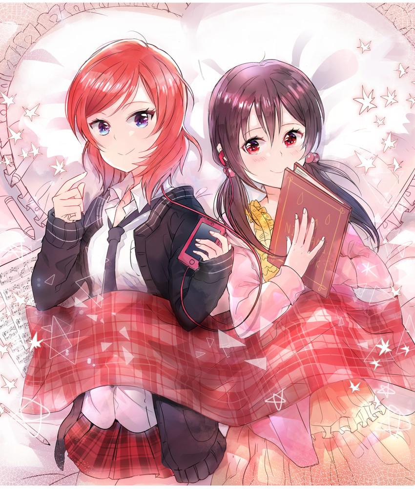 nishikino maki and yazawa nico (love live! and 2 more) drawn by hyugo