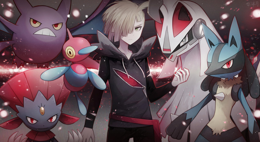 lucario, gladion, weavile, crobat, porygon-z, and 1 more (pokemon and 1 more) drawn by angel31424
