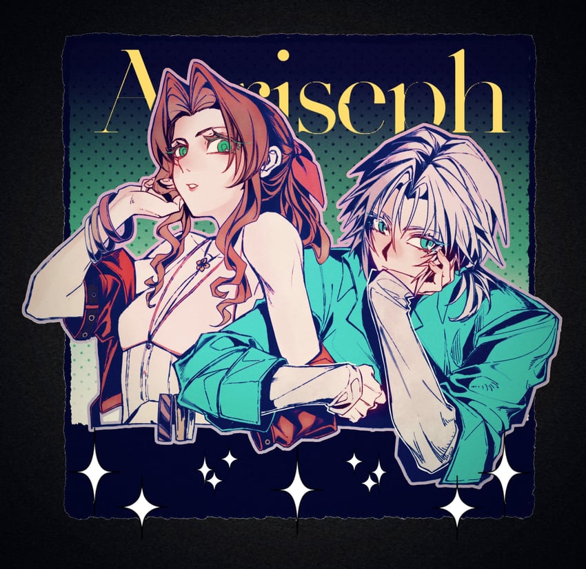 aerith gainsborough and sephiroth (final fantasy and 3 more) drawn by zdax20001212