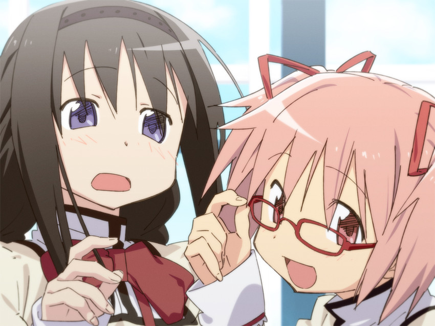 akemi homura and kaname madoka (mahou shoujo madoka magica) drawn by ikezawa_shin