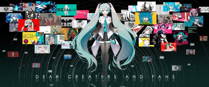 hatsune miku, aimaina, and doushite-chan (vocaloid and 47 more) drawn by mofmama