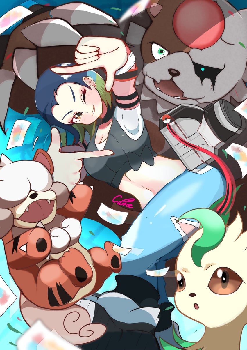leafeon, perrin, hisuian growlithe, ursaluna, and bloodmoon ursaluna (pokemon and 1 more) drawn by carrot_summer
