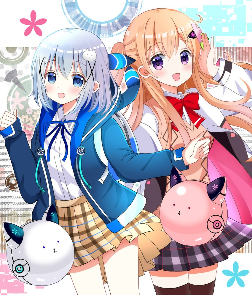 kafuu chino and hoto cocoa (gochuumon wa usagi desu ka? and 1 more) drawn by ryoutan