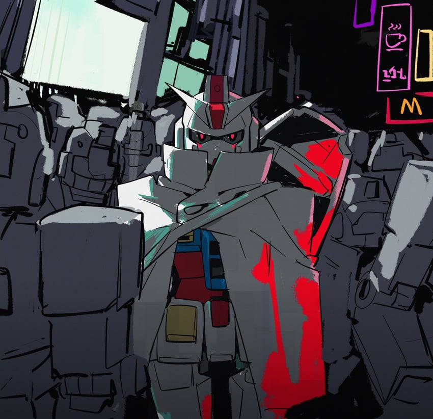 rx-78-2 gundam and gm (gundam and 1 more) drawn by pipebomb_(cracker68659106)