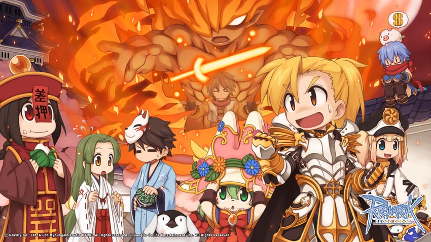 summoner, mechanic, ninja, royal guard, munak, and 5 more (ragnarok online) drawn by yuichirou