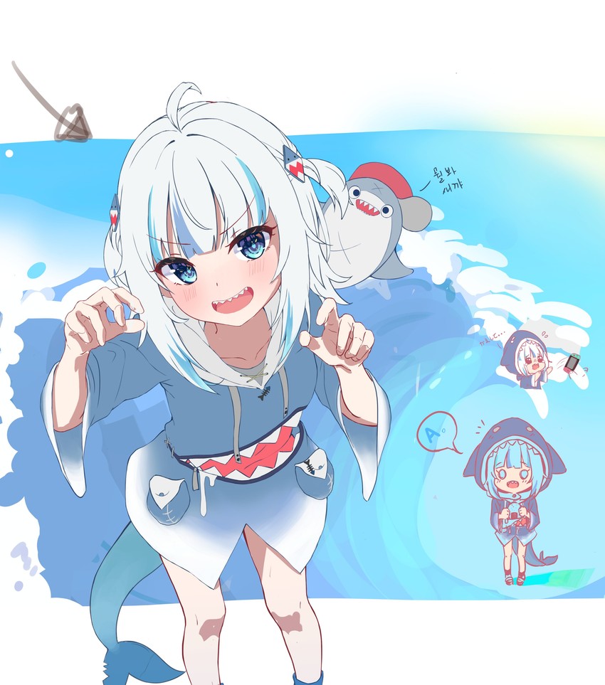 gawr gura and bloop (hololive and 1 more) drawn by sora_(ecj5678)