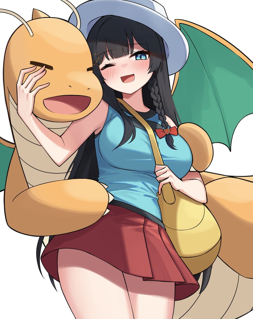 leaf, dragonite, and shirayuki hina (pokemon and 2 more) drawn by ziro_(zirorong)