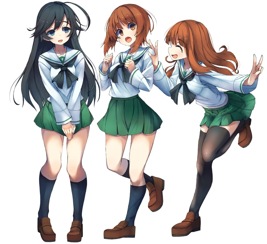 nishizumi miho, takebe saori, and isuzu hana (girls und panzer) drawn by sattinittas