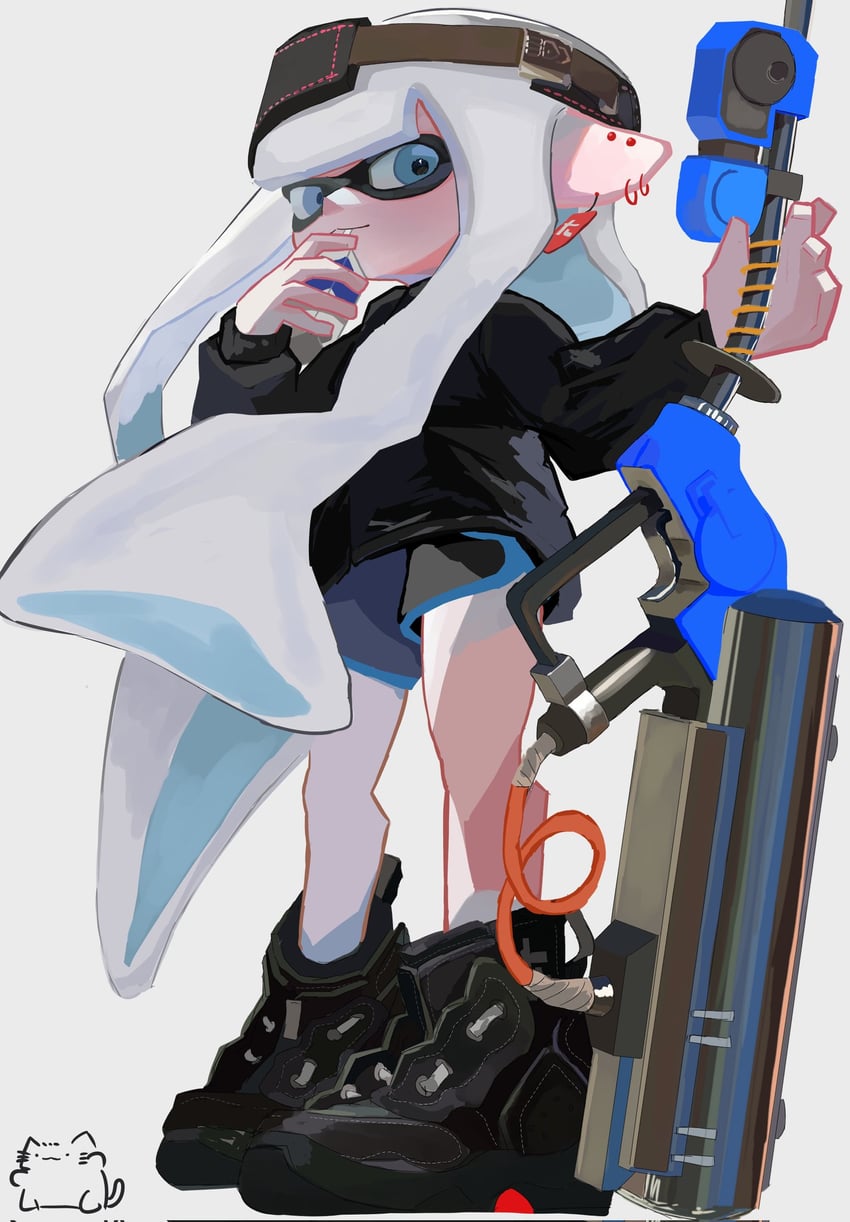 inkling player character and inkling girl (splatoon and 1 more) drawn by m46_u