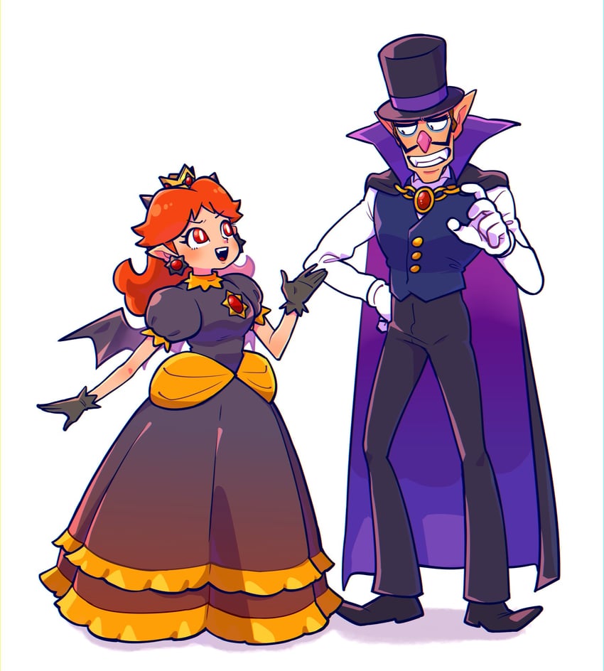 princess daisy and waluigi (mario and 2 more) drawn by yowasabimechaoc