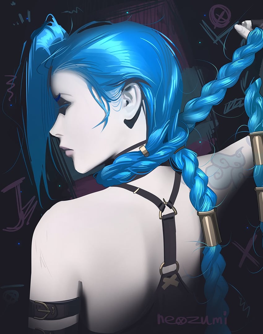 jinx and arcane jinx (league of legends and 1 more) drawn by neozumi