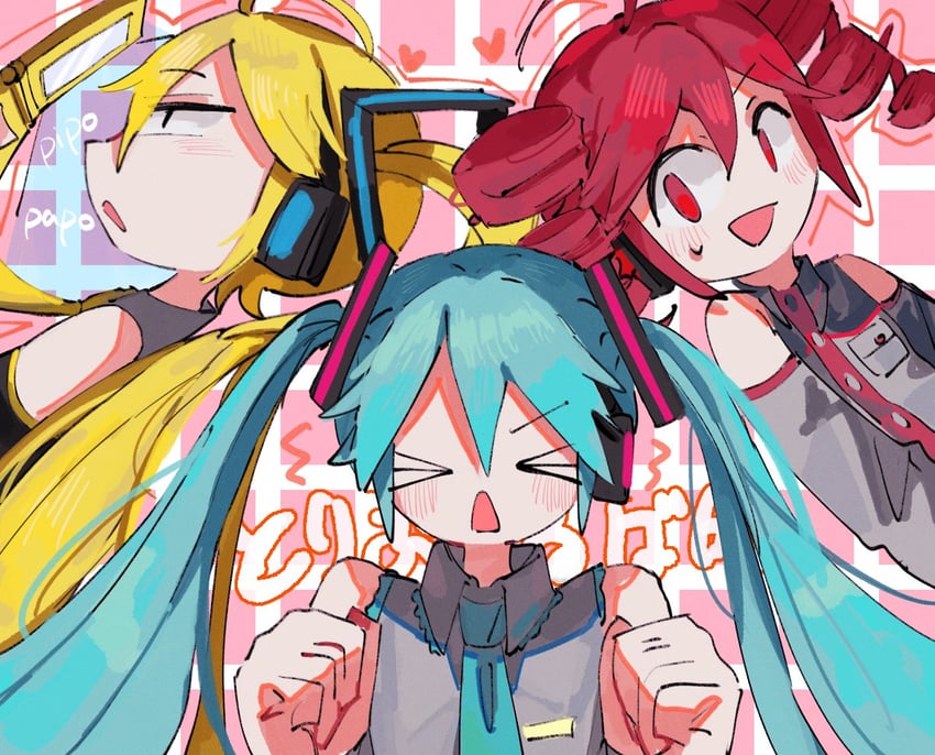 hatsune miku, kasane teto, and akita neru (vocaloid and 2 more) drawn by izayoi_(i34i22w)
