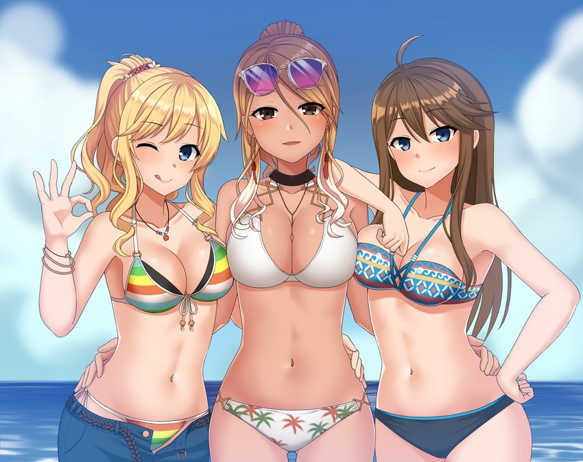ohtsuki yui, izumi mei, and tokoro megumi (idolmaster and 3 more) drawn by kurisu-kun