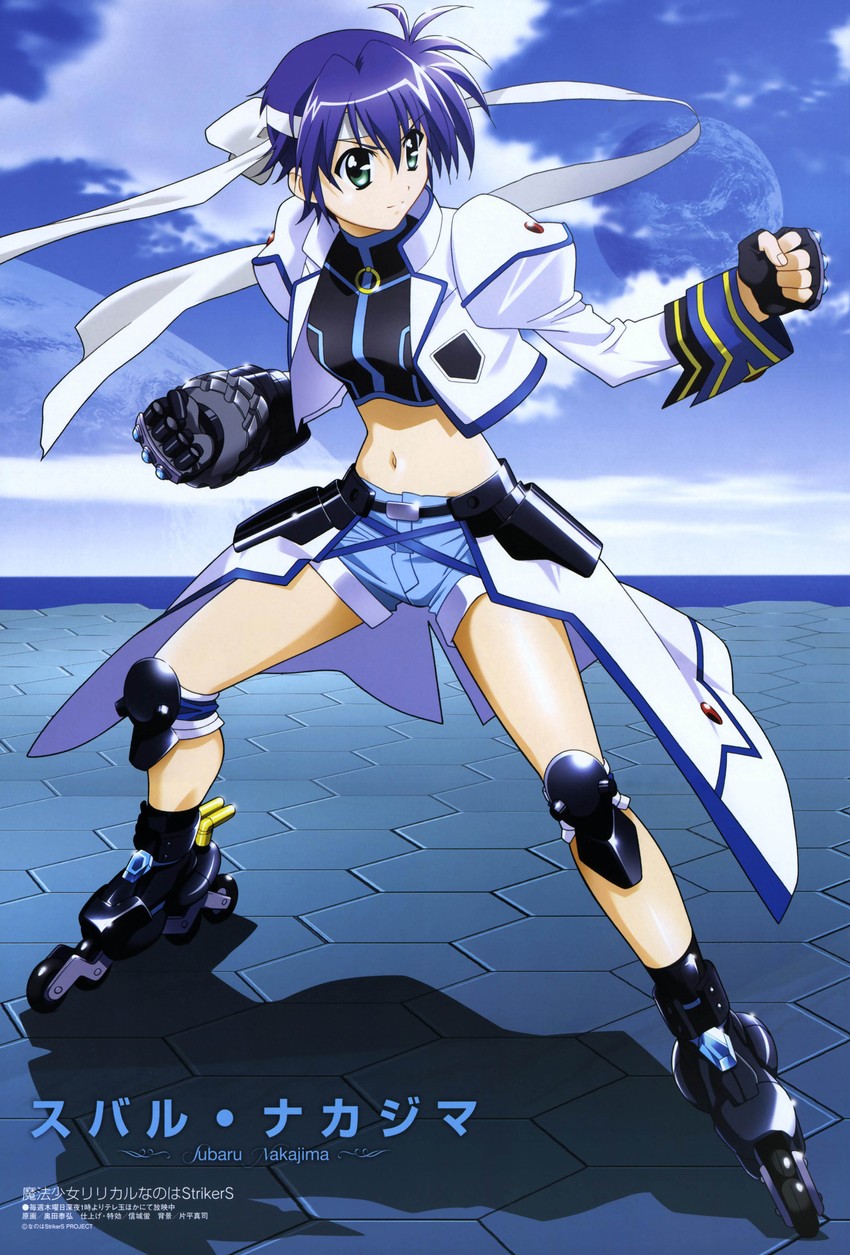subaru nakajima, revolver knuckle, and mach caliber (lyrical nanoha and 2 more) drawn by okuda_yasuhiro