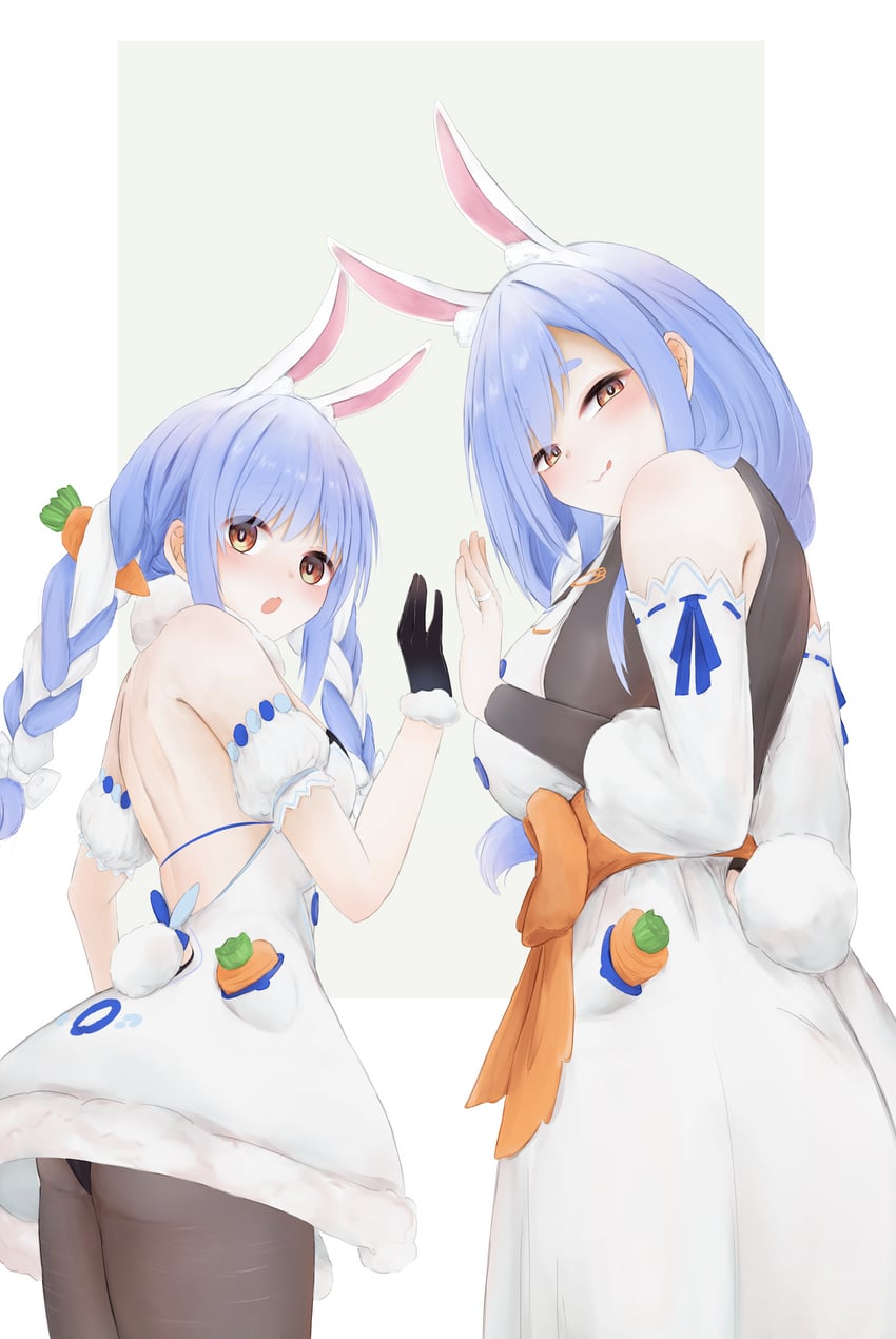 usada pekora, don-chan, and pekomama (hololive) drawn by user_hmwt4224
