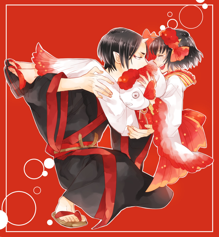 hoozuki and peach maki (hoozuki no reitetsu) drawn by ran_(ran_0605)