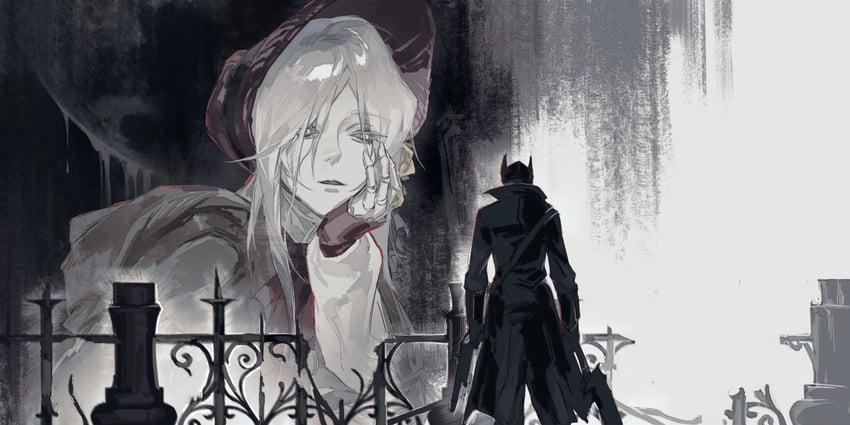 hunter and plain doll (bloodborne and 2 more) drawn by jiao_chang