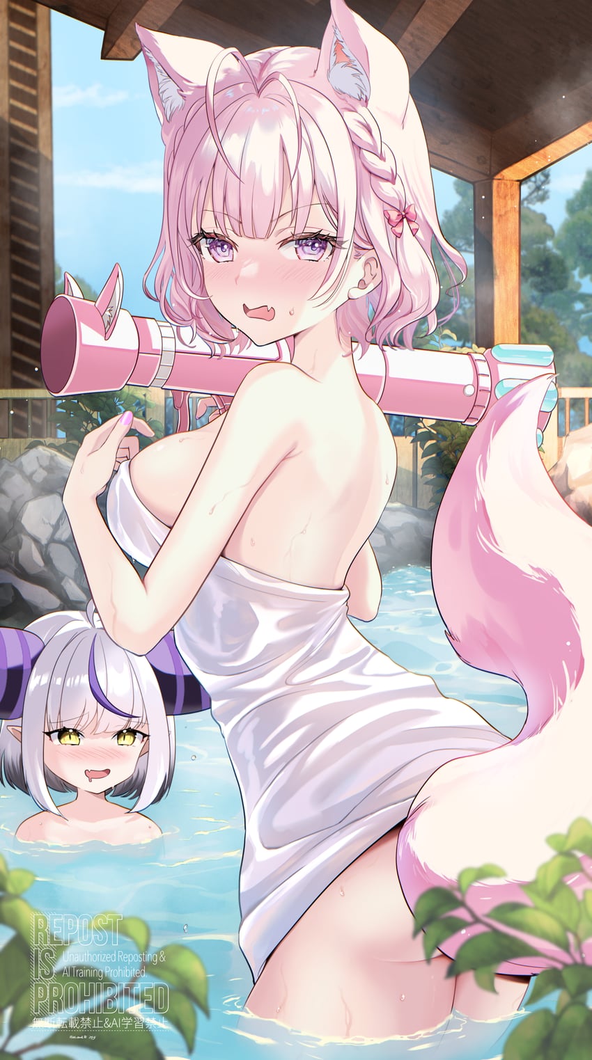 la+ darknesss and hakui koyori (hololive) drawn by kudoukudokudo