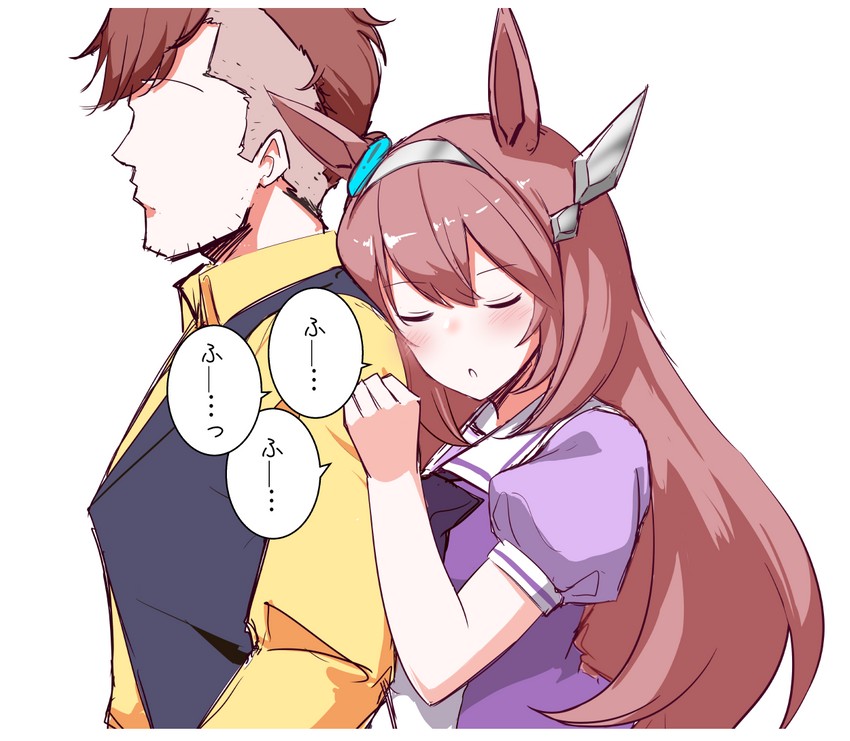 trainer and mihono bourbon (umamusume) drawn by kirigakure_(kirigakure_tantei_jimusho)