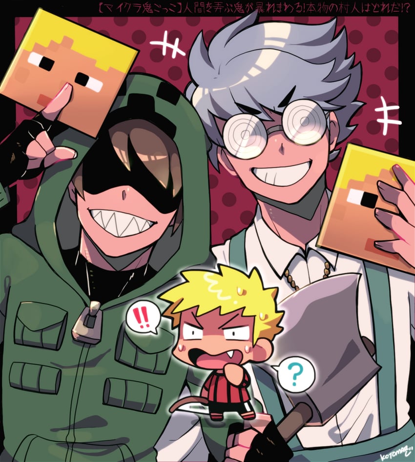 creeper, zom, koneshima, and cino gauner (minecraft and 1 more) drawn by kotorai