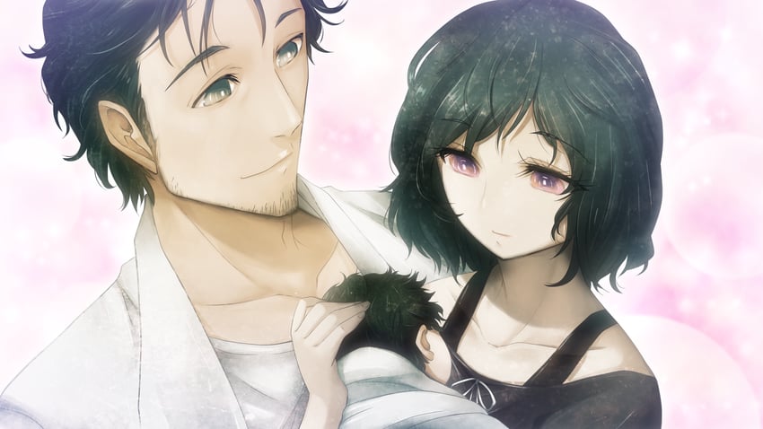 okabe rintarou and urushibara ruka (steins;gate) drawn by huke