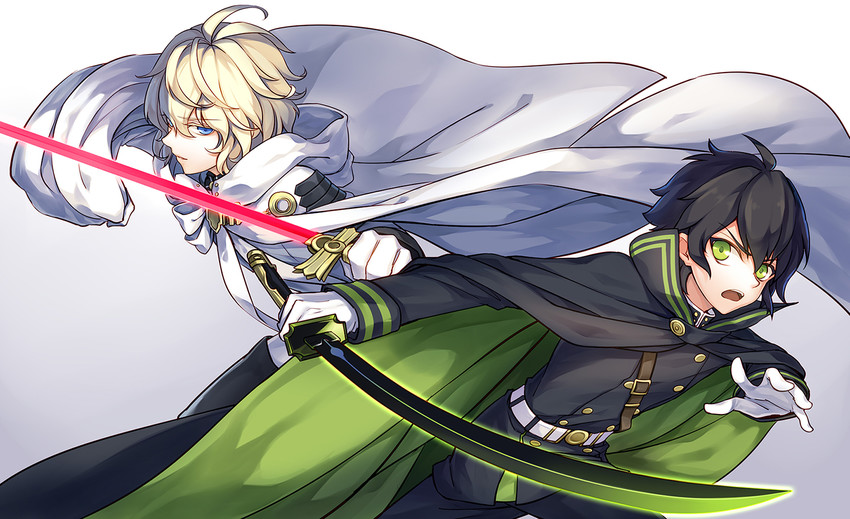 hyakuya yuuichirou and hyakuya mikaela (owari no seraph) drawn by yonakaforever