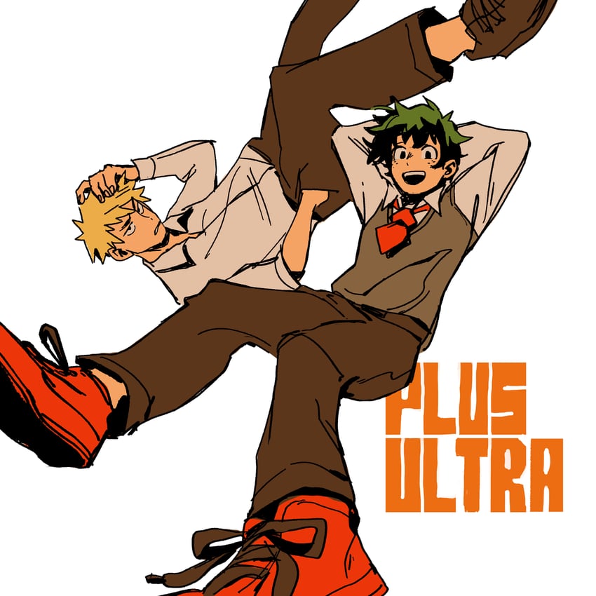 midoriya izuku and bakugou katsuki (boku no hero academia) drawn by fenkko