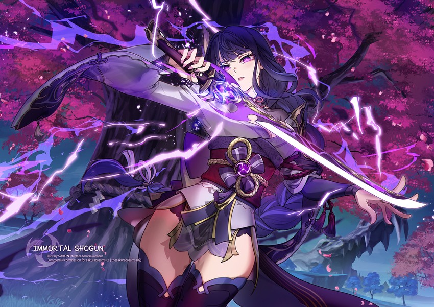 raiden shogun (genshin impact) drawn by sakon04