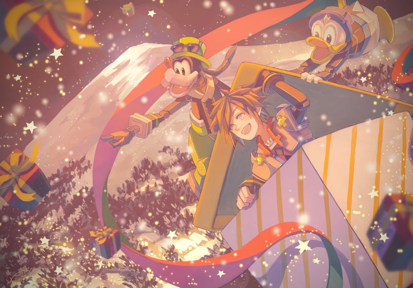 sora, donald duck, and goofy (kingdom hearts and 2 more) drawn by twilight_yuuhi