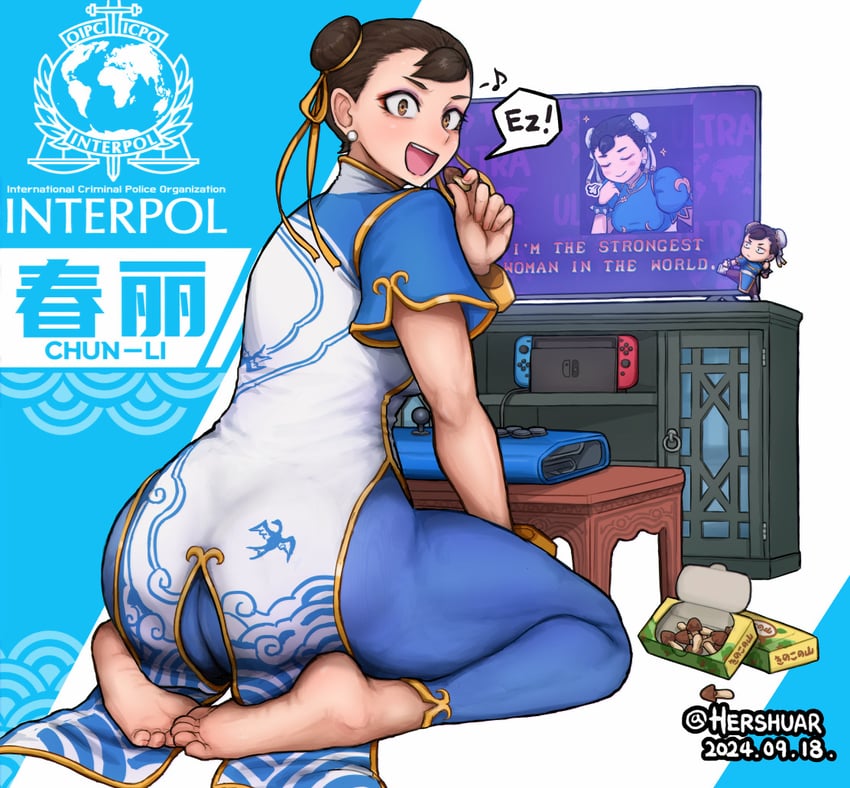 chun-li (street fighter and 2 more) drawn by hershuar