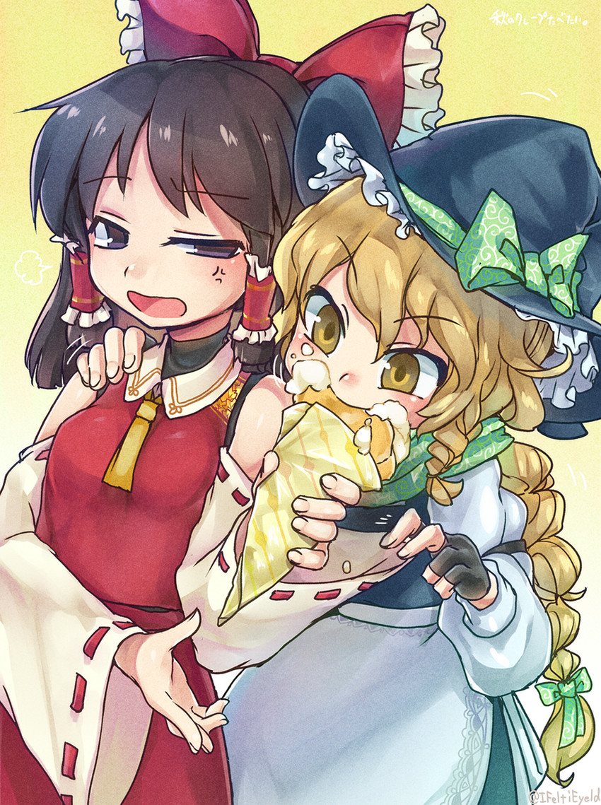 hakurei reimu and kirisame marisa (touhou) drawn by ifelt_(tamaki_zutama)