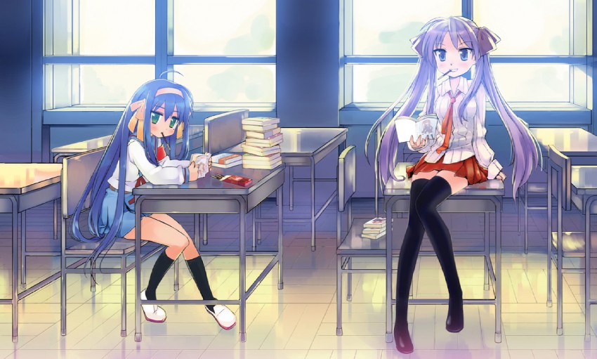 suzumiya haruhi, hiiragi kagami, izumi konata, and hirano aya (suzumiya haruhi no yuuutsu and 1 more) drawn by piah