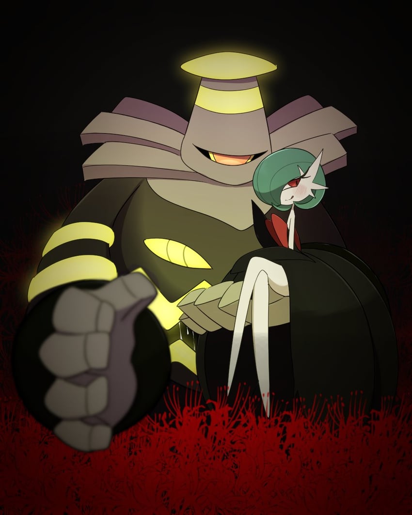 gardevoir, mega gardevoir, and dusknoir (pokemon) drawn by a-nya