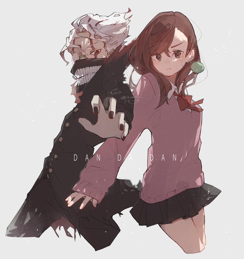 ayase momo and takakura ken (dandadan) drawn by keiki_(youmkz)