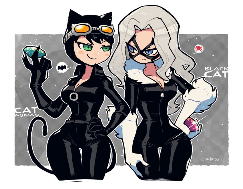 Black Cat Catwoman Felicia Hardy And Selina Kyle Marvel And More Drawn By Rariatto