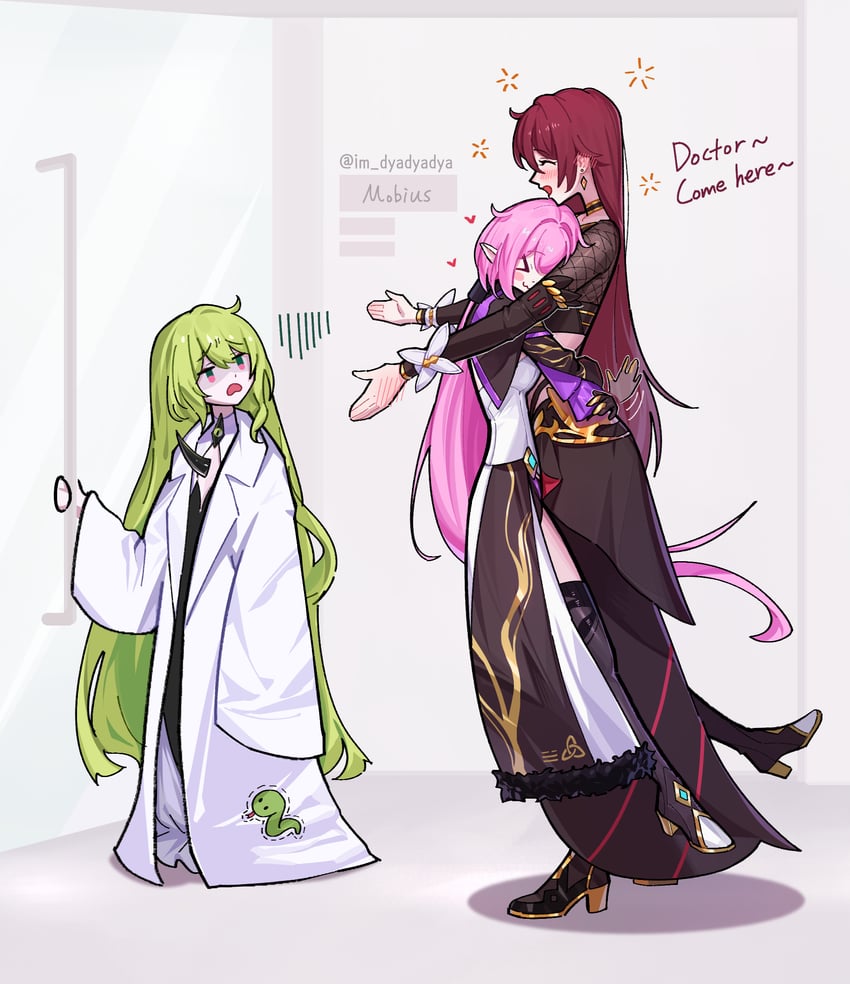 elysia, mobius, and eden (honkai and 1 more) drawn by dyadyadya