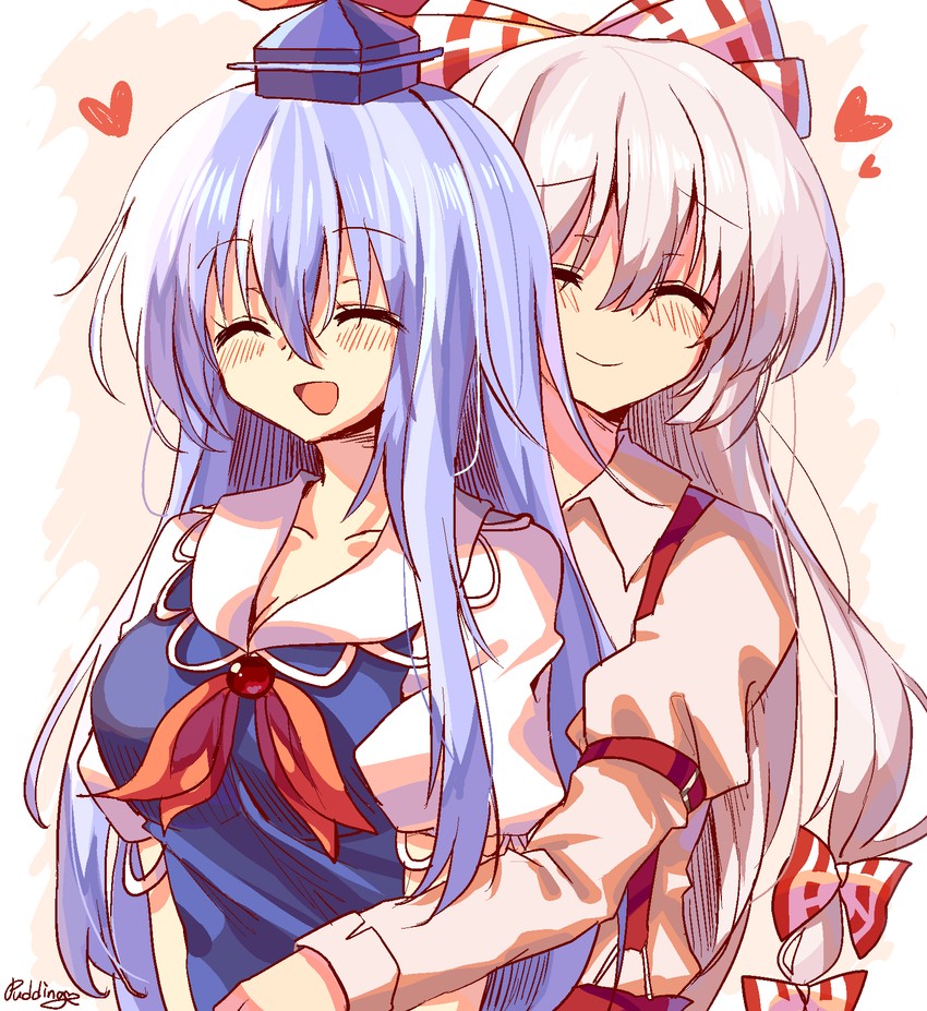 fujiwara no mokou and kamishirasawa keine (touhou) drawn by pudding_(skymint_028)