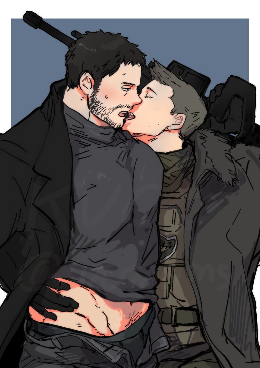chris redfield and piers nivans (resident evil and 2 more) drawn by kuconoms