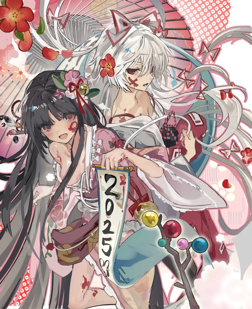 fujiwara no mokou and houraisan kaguya (touhou) drawn by sesmkun