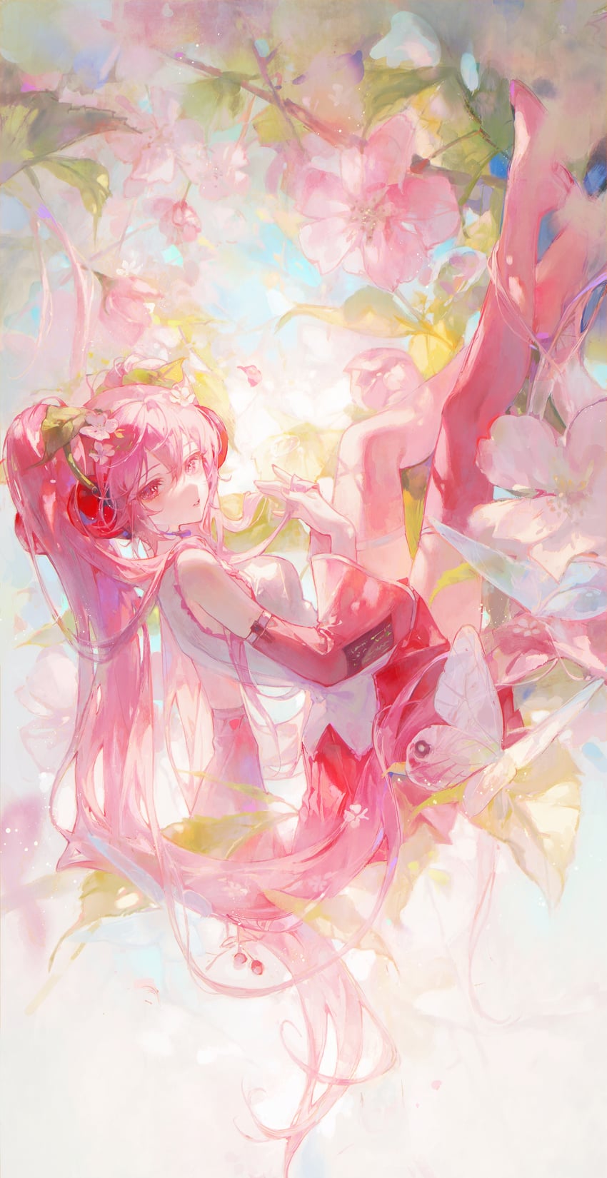 hatsune miku and sakura miku (vocaloid) drawn by maccha_(mochancc)