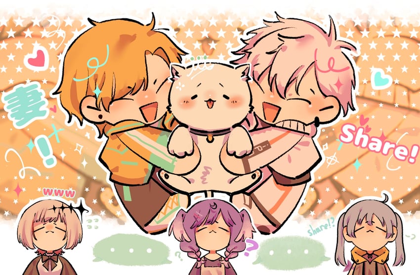 selen tatsuki, yuuki chihiro, dtto., restya, ipn, and 1 more (nijisanji and 1 more) drawn by miluku0116lulu