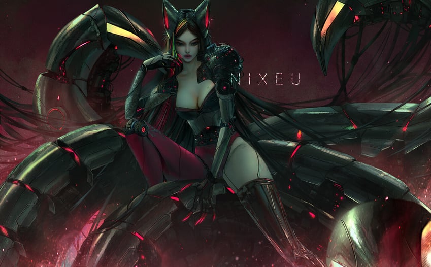 ahri (league of legends) drawn by nixeu