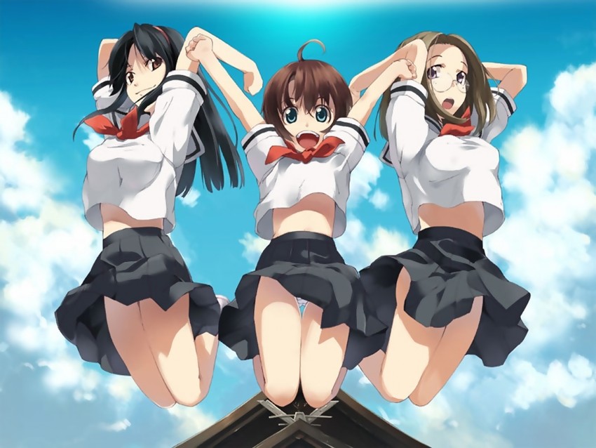 hitotsubashi yurie, shijou mitsue, and saegusa matsuri (kamichu!) drawn by g_yuusuke