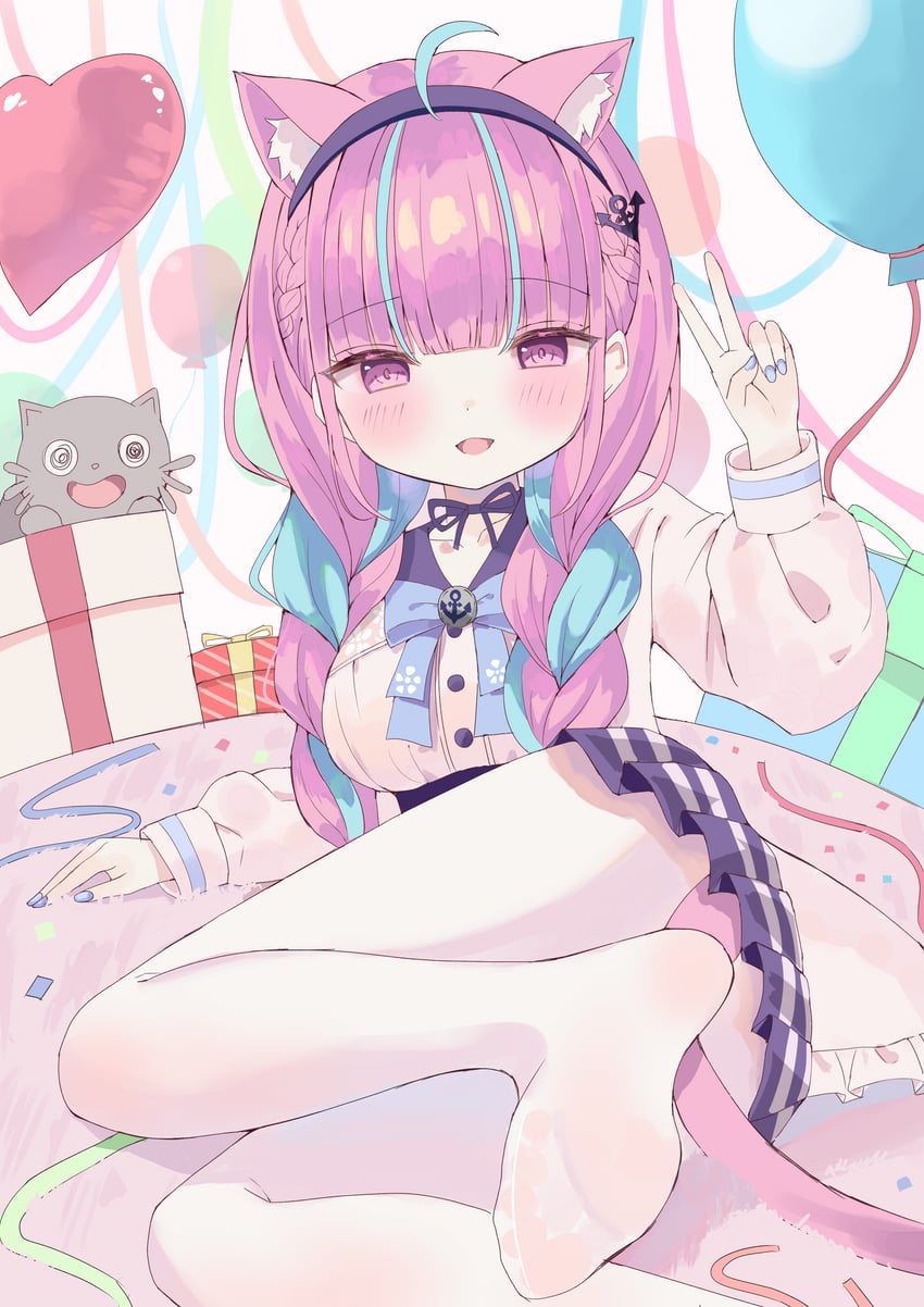 minato aqua and neko (hololive) drawn by kou_(10_no_cut)